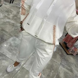 Kadın Uzun Kollu Kapşonlu Pulpayet Detay Viskon Iki Iplik Bluz Ve Pantolon Ikili Takım , 30668