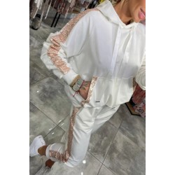 Kadın Uzun Kollu Kapşonlu Pulpayet Detay Viskon Iki Iplik Bluz Ve Pantolon Ikili Takım , 30668