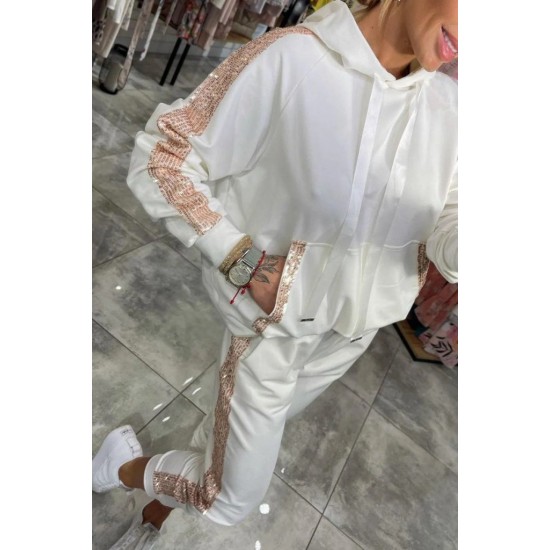 Kadın Uzun Kollu Kapşonlu Pulpayet Detay Viskon Iki Iplik Bluz Ve Pantolon Ikili Takım , 30668