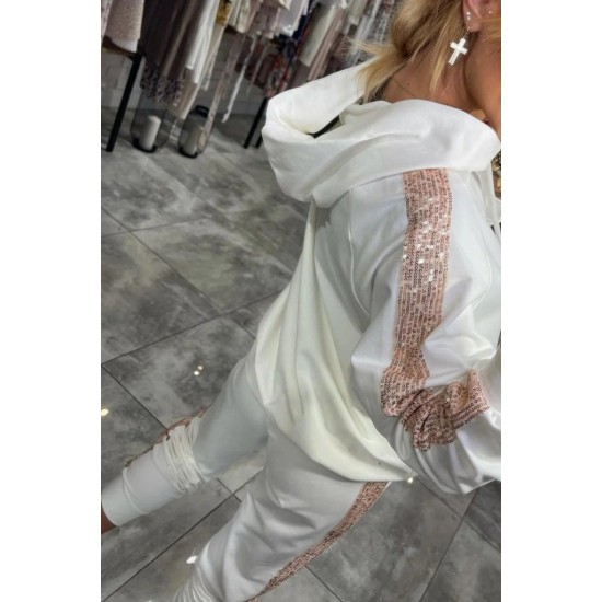 Kadın Uzun Kollu Kapşonlu Pulpayet Detay Viskon Iki Iplik Bluz Ve Pantolon Ikili Takım , 30668