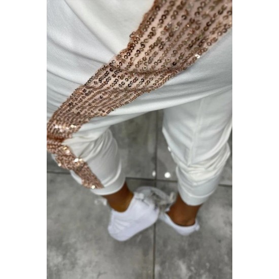 Kadın Uzun Kollu Kapşonlu Pulpayet Detay Viskon Iki Iplik Bluz Ve Pantolon Ikili Takım , 30668