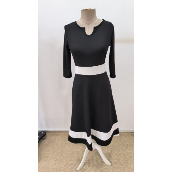 Kadın Truvakar Kol V Yakalı Janjan Krep Midi Elbise, 30666