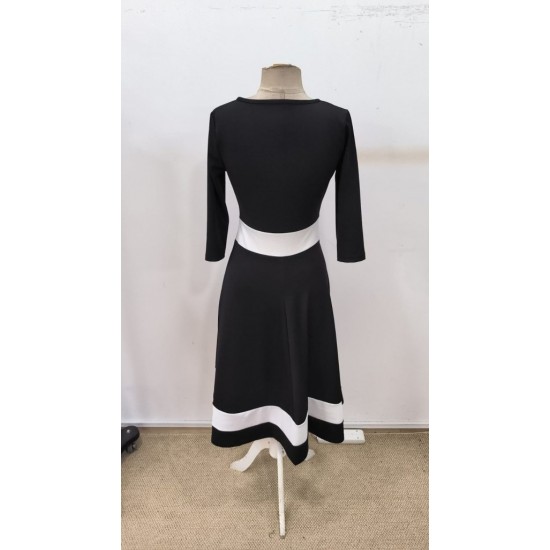 Kadın Truvakar Kol V Yakalı Janjan Krep Midi Elbise, 30666