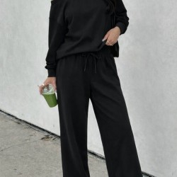 Kadın Uzun Kollu Tek Omuzdan Açık Viskon Iki Iplik Bluz Ve Pantolon Ikili Takım, 30675