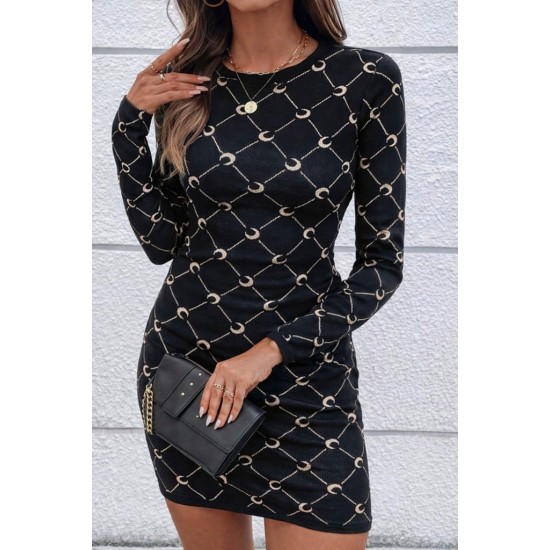 Kadın Bisiklet Yaka Uzun Kol Triko Mini Boy Elbise, 30674