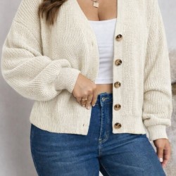 Kadın Beş Düğme Büyük Beden Triko Hırka, 30673