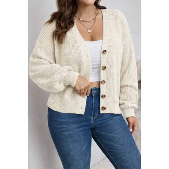 Kadın Beş Düğme Büyük Beden Triko Hırka, 30673