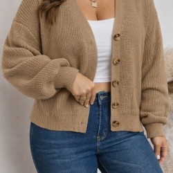 Kadın Beş Düğme Büyük Beden Triko Hırka, 30672