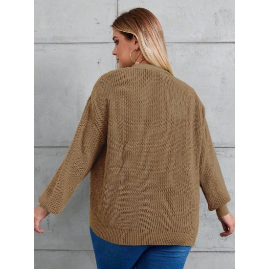 Kadın Beş Düğme Büyük Beden Triko Hırka, 30672