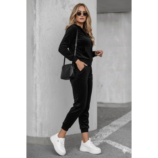 Kadın Uzun Kollu önden Fermuarlı Krop Kadife Ceket Ve Pantolon Ikili Takım , 30683