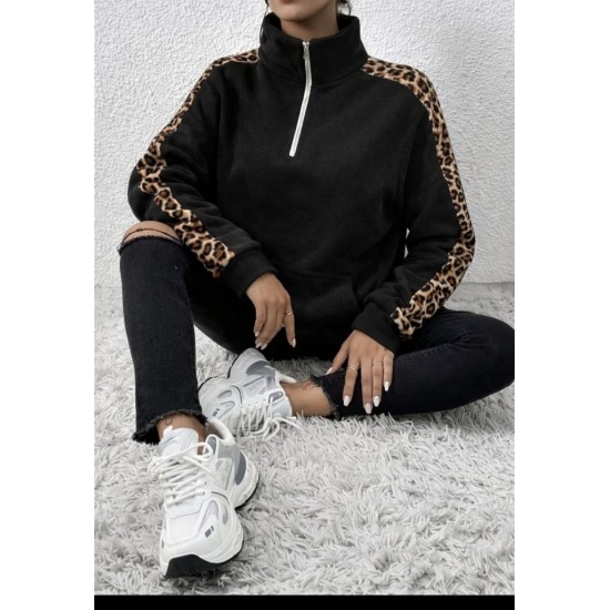 Kadın Uzun Kollu Balıkçı Yaka önden Fermuarlı Polar Bluz, 30689