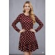 Kadın Uzun Kollu Bisiklet Yaka Fırfırlı Puantiyeli Kısa Modal Elbise, 30685
