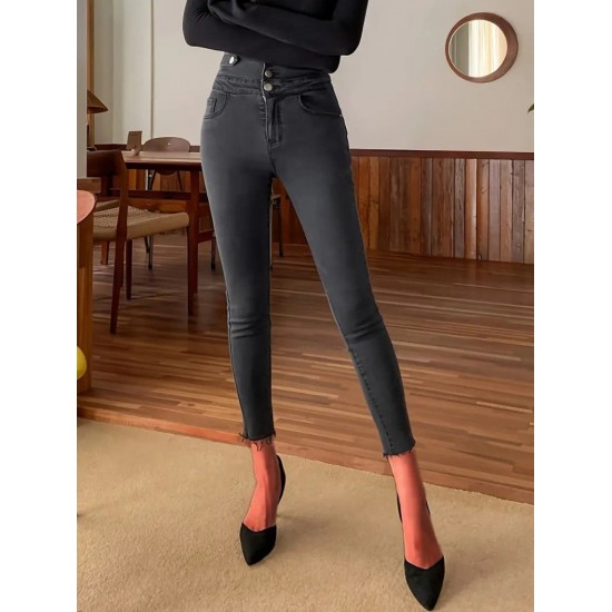 Kadın Yüksek Bel önden Düğmeli Cepli Dar Kesim Detaylı Kot Pantolon , 30699 Kadın Yüksek Bel önden Düğmeli Cepli Dar Kesim Detaylı Kot Pantolon , 30699