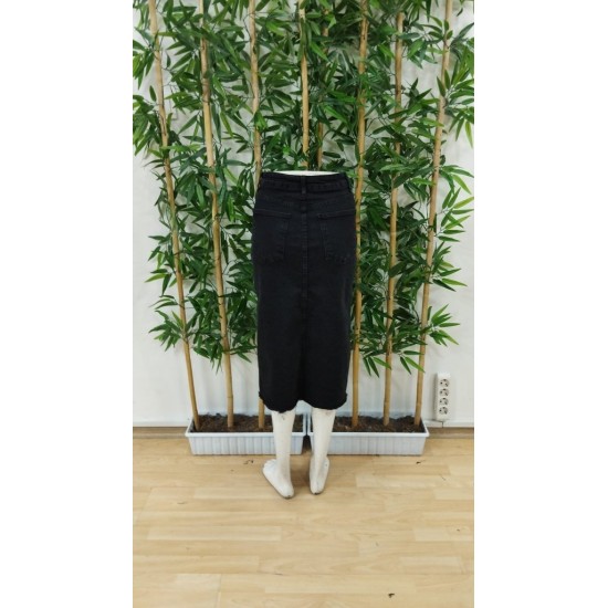 Kadın Yüksek Bel önden Yırtmaçlı Cepli Midi Kot Etek, 30701 Kadın Yüksek Bel önden Yırtmaçlı Cepli Midi Kot Etek, 30701