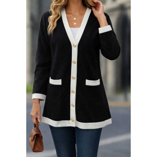 Kadın Uzun Kollu Cepli önden Düğmeli Uzun Modal Ceket , 30708