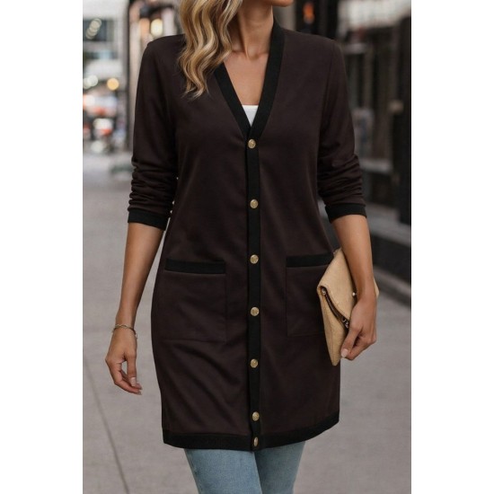 Kadın Uzun Kollu Cepli önden Düğmeli Uzun Modal Ceket , 30707 Kadın Uzun Kollu Cepli önden Düğmeli Uzun Modal Ceket , 30707