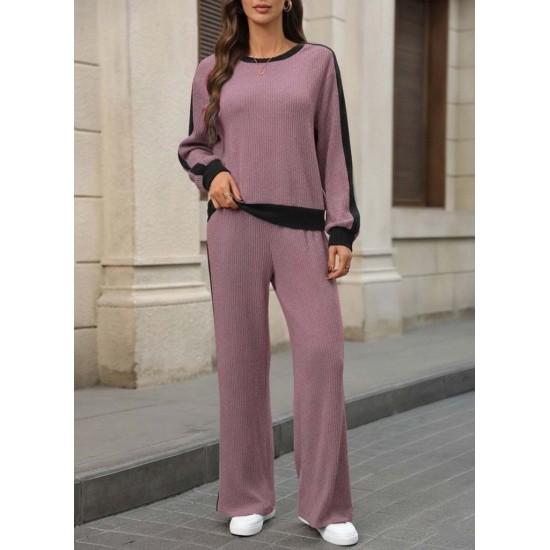 Kadın Uzun Kollu Bisiklet Yaka şardonlu Kaşkorse Bluz Ve Pantolon Ikili Takım , 30720