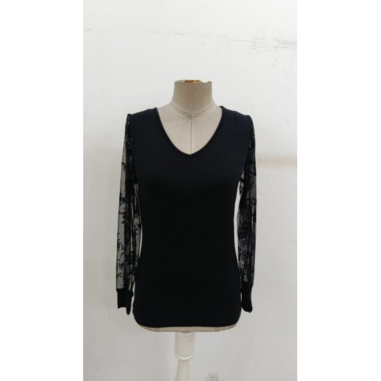 Kadın Uzun Kollu V Yakalı Dantelli Viskon Bluz , 30728 Kadın Uzun Kollu V Yakalı Dantelli Viskon Bluz , 30728