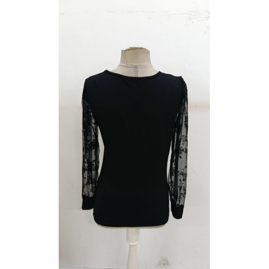 Kadın Uzun Kollu V Yakalı Dantelli Viskon Bluz , 30728 Kadın Uzun Kollu V Yakalı Dantelli Viskon Bluz , 30728