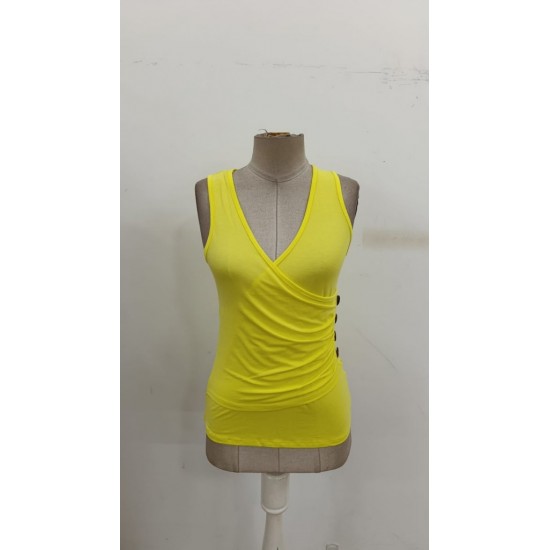 Kadın Askılı Kruvaze Yakalı Yandan Düğmeli Viskon Bluz , 30725