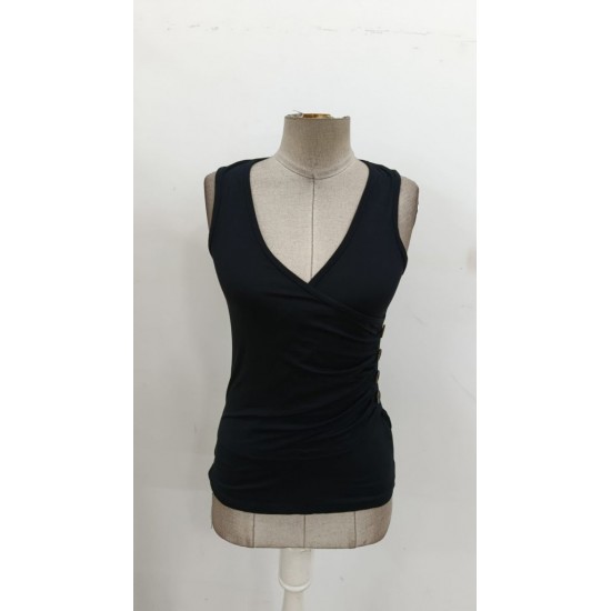 Kadın Askılı Kruvaze Yakalı Yandan Düğmeli Viskon Bluz , 30724