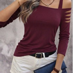 Kadın Uzun Lazer Kesik Detaylı Askılı Viskon Iki Iplik Bluz , 30741