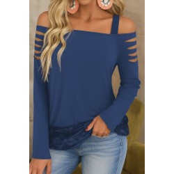 Kadın Uzun Lazer Kesik Detaylı Askılı Viskon Iki Iplik Bluz , 30740