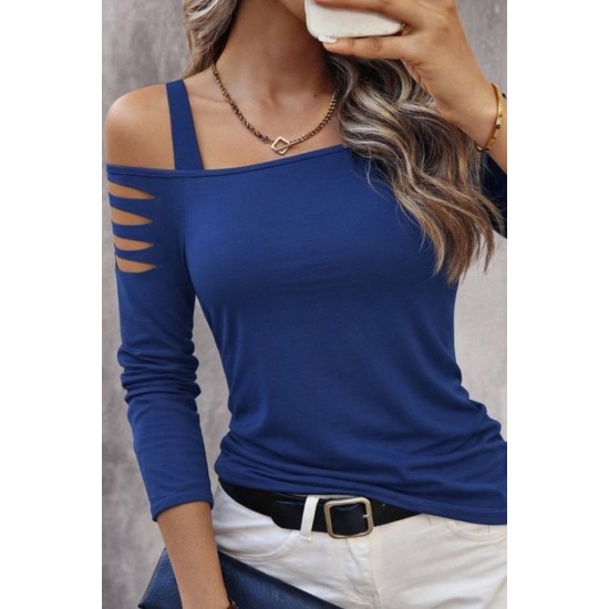 Kadın Uzun Lazer Kesik Detaylı Askılı Viskon Iki Iplik Bluz , 30740