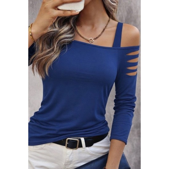 Kadın Uzun Lazer Kesik Detaylı Askılı Viskon Iki Iplik Bluz , 30740