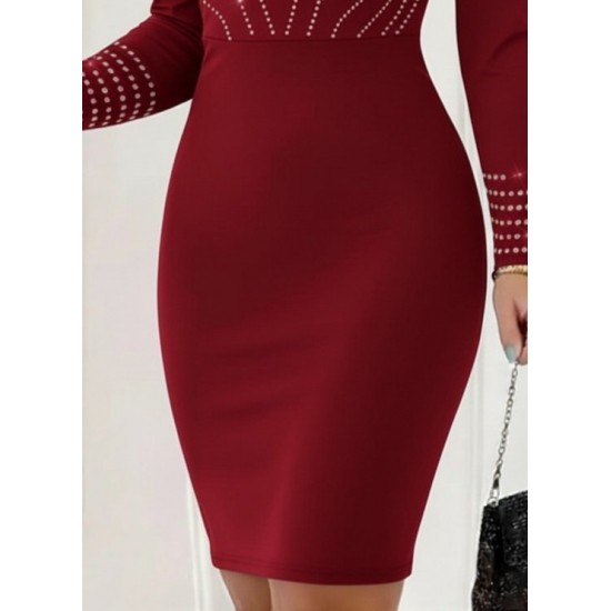 Kadın Uzun Kollu V Yakalı Taşlı Mini Ithal Krep Elbise , 30737 Kadın Uzun Kollu V Yakalı Taşlı Mini Ithal Krep Elbise , 30737