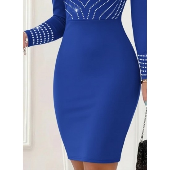 Kadın Uzun Kollu V Yakalı Taşlı Mini Ithal Krep Elbise , 30735 Kadın Uzun Kollu V Yakalı Taşlı Mini Ithal Krep Elbise , 30735