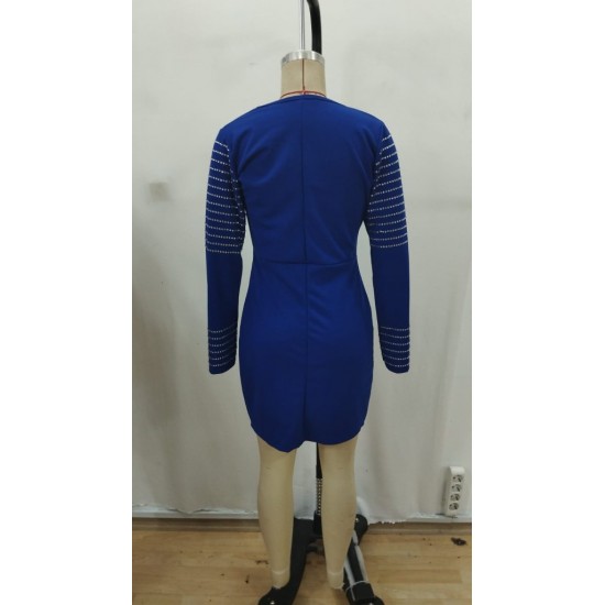 Kadın Uzun Kollu V Yakalı Taşlı Mini Ithal Krep Elbise , 30735 Kadın Uzun Kollu V Yakalı Taşlı Mini Ithal Krep Elbise , 30735