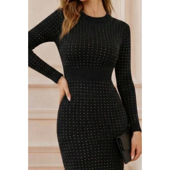 Kadın Uzun Kollu Bisiklet Yaka Taşlı Midi Kadife Elbise , 30730 Kadın Uzun Kollu Bisiklet Yaka Taşlı Midi Kadife Elbise , 30730