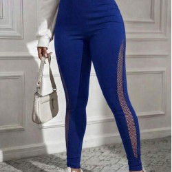 Kadın Yüksek Bel File Detaylı Dar Kesim Viskon Iki Iplik Pantolon, 30748