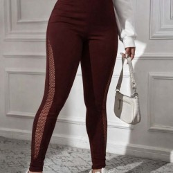 Kadın Yüksek Bel File Detaylı Dar Kesim Viskon Iki Iplik Pantolon , 30746