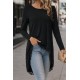 Kadın Uzun Kollu Bisiklet Yaka Asimetrik Kesim Detaylı Dantelli Viskon Bluz, 30761