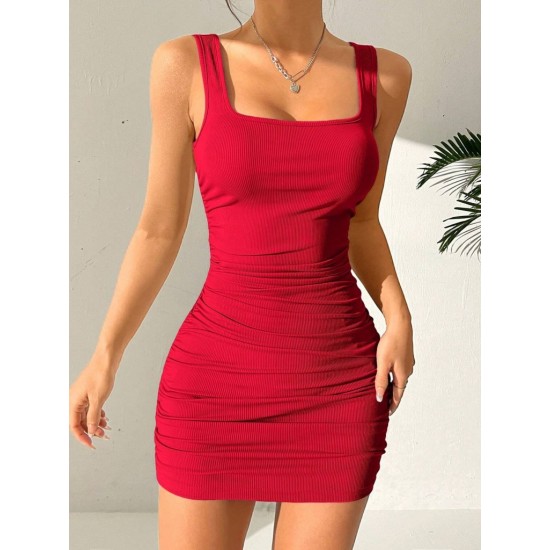 Kadın Askılı Yuvarlak Yaka Mini Kaşkorse Elbise , 30774