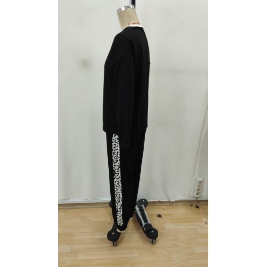 Kadın Uzun Kollu Bisiklet Yaka çift Renkli Viskon Iki Iplik Bluz Ve Pantolon Ikili Takım , 30777