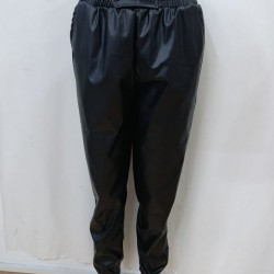 Kadın Yüksek Bel Lastikli önü Düğmeli Deri Pantolon , 30811