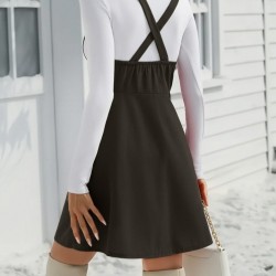 Kadın Askılı Düğmeli Mini Süet Elbise, 30810