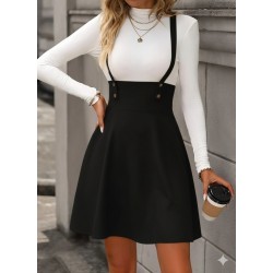 Kadın Askılı Düğmeli Mini Süet Elbise, 30809