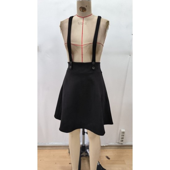 Kadın Askılı Düğmeli Mini Süet Elbise, 30809 Kadın Askılı Düğmeli Mini Süet Elbise, 30809