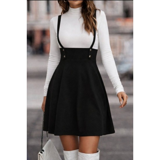 Kadın Askılı Düğmeli Mini Süet Elbise, 30809 Kadın Askılı Düğmeli Mini Süet Elbise, 30809