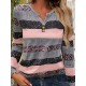 Kadın Uzun Kollu Yakadan Düğmeli çizgili Desenli Süprem Bluz , 30795