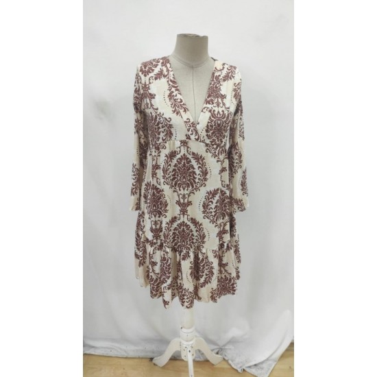 Kadın Uzun Kollu V Yakalı Fırfırlı Mini Süprem Elbise , 30792 Kadın Uzun Kollu V Yakalı Fırfırlı Mini Süprem Elbise , 30792