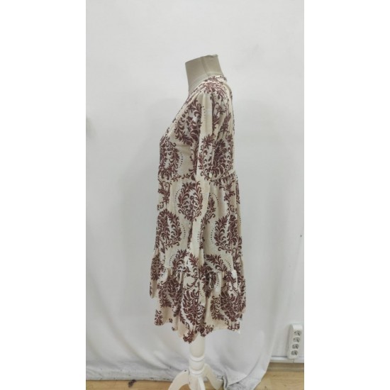 Kadın Uzun Kollu V Yakalı Fırfırlı Mini Süprem Elbise , 30792 Kadın Uzun Kollu V Yakalı Fırfırlı Mini Süprem Elbise , 30792