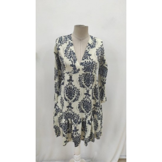 Kadın Uzun Kollu V Yakalı Fırfırlı Mini Süprem Elbise , 30791 Kadın Uzun Kollu V Yakalı Fırfırlı Mini Süprem Elbise , 30791