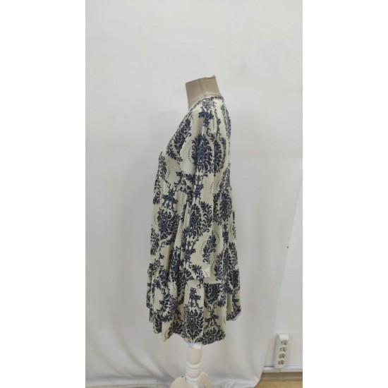 Kadın Uzun Kollu V Yakalı Fırfırlı Mini Süprem Elbise , 30791 Kadın Uzun Kollu V Yakalı Fırfırlı Mini Süprem Elbise , 30791