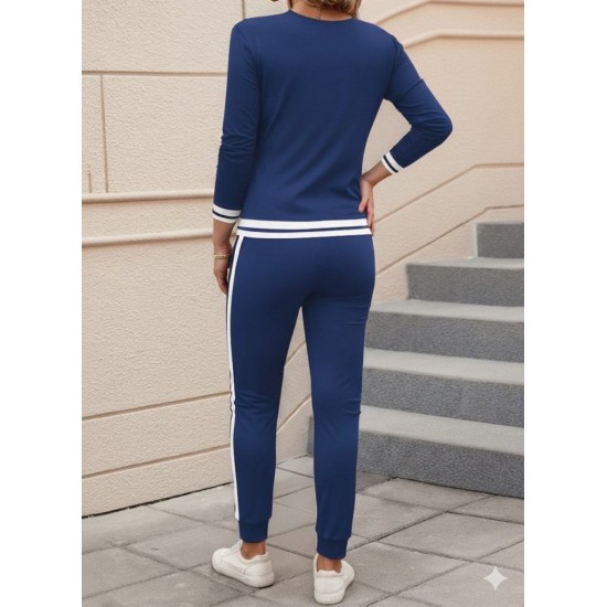 Kadın Uzun Kollu V Yakalı Ribanalı Viskon Iki Iplik Bluz Ve Pantolon Ikili Takım, 30790