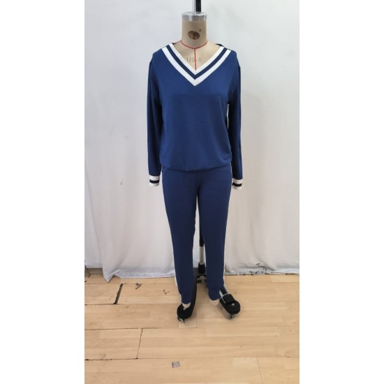 Kadın Uzun Kollu V Yakalı Ribanalı Viskon Iki Iplik Bluz Ve Pantolon Ikili Takım, 30790